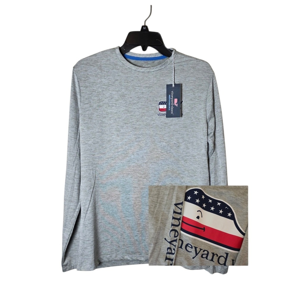 Vineyard Vines Graphic Tee Mens XS Grey Heather USA Whale NWT - Picture 14 of 14